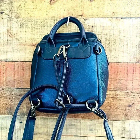 Free People Moonlight Mini Convertible Backpack Navy Metallic - Picture 3 of 9